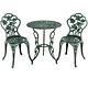 3pcs Garden Furniture Set Antique Cast Aluminum Rose Design Bistro Table Chairs