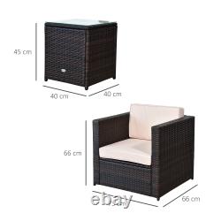 3Pcs Patio 2 Seater Rattan Sofa Table Set Garden Furniture w Cushions Balcony
