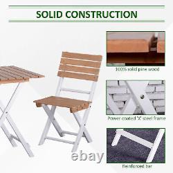 3Pcs Patio Bistro Set Garden Furniture Set Folding Outdoor Chair Table Natural