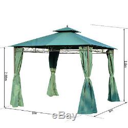 3m x 3m Metal Garden Gazebo Marquee Party Tent Patio Canopy Pavilion + Sidewalls