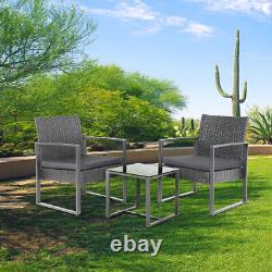 3pc Rattan Metal Garden Furniture Set Conservatory Patio In/ Outdoor Table Chair