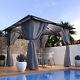 3x3m Metal Garden Gazebo Waterproof Pavilion Led Lighting Canopy Shelter+curtain