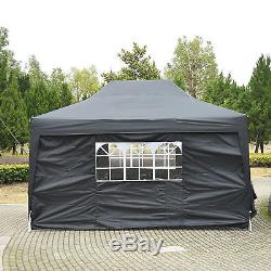 4.5 x 3m Garden Gazebo Heavy Duty Pop Up Marquee Party Tent Wedding Canopy Black