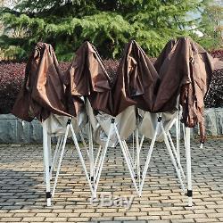 4.5x3m Garden Pop Up Gazebo Marquee Party Tent Wedding Canopy Coffee Heavy Duty