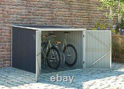 4 Bike Metal Shed Outdoor Garden Storage Box 6x7 Adult Bicycle Newbury Grey
