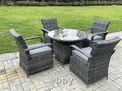 4 Option Rattan Garden Furniture Dining Sets Dark Grey Mix Outdoor Patio