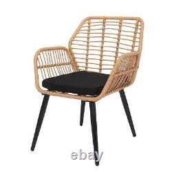 4 PCS Wicker Rattan Furniture Patio Set Chair Sofa Table Sets Garden with Cushions