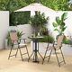 4 Pcs Garden Bar Chairs Table Set Patio Bistro Set Withumbrella & 2 Folding Chairs