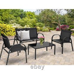 4 Piece Garden Furniture Bistro Set Patio Conversation Table Chair Set Poolside