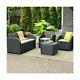 4 Piece Rattan Garden Set Furniture Chairs Sofa Coffee Table Patio Conservatory