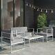 4 Piece White Metal Patio Garden Furniture Set With Table Como Ftr030