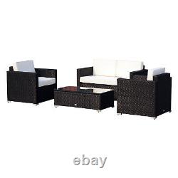4 Pieces Rattan Sofa Set Chair Seat Furniture Patio Wicker Steel Black Garden