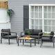 4-seater Aluminium Garden Sofa Furniture Set With Coffee Table & Padded Cushions
