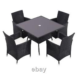 4 Seater Rattan Garden Dining Set Square Table & Chairs Outdoor Patio Furniture
