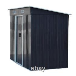 4 x 8ft Metal Shed Pent Roof Garden Shed Outdoor Tools Storage House with Base