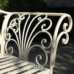 4446A3 GlamHaus Metal Garden Bench Seat Patio Furniture Foldable Antique NEW2