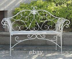 4446A3 GlamHaus Metal Garden Bench Seat Patio Furniture Foldable Antique NEW2