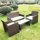4pc Rattan Set Outdoor Garden Patio Furniture 1x Love Seat, 2x Chairs & Table