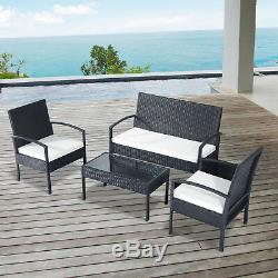 4PC Rattan Sofa Bistro Set Outdoor Garden Patio Wicker Chairs Table Conservatory