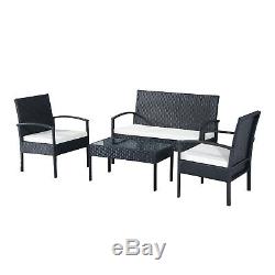 4PC Rattan Sofa Bistro Set Outdoor Garden Patio Wicker Chairs Table Conservatory
