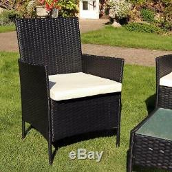 4PCS Outdoor Rattan Garden Furniture Set Coffee Table Chair Sofa Patio Yard Pool