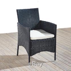 4PCS Rattan Garden Chairs Furniture Dining Chairs Cane Chairs Outdoor Black
