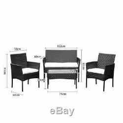 4PCS Rattan Garden Furniture Set Table Chair Sofa Table Outdoor Patio Set Yard
