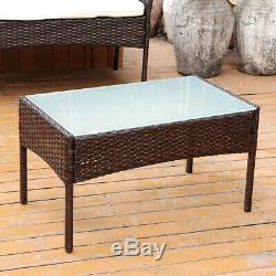 4Pcs Rattan Garden Furniture Set Patio Outdoor Table Chairs Sofa Conservatory BN