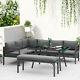 4piecealuminium Garden Dining Furniture Set With Bench, Dining Table & Cushions