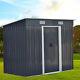 4x8ft Metal Garden Shed Outdoor Storage Bike Bicycle Store Sheds House Free Base