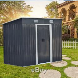 4X8ft Metal Garden Shed Outdoor Storage Bike Bicycle Store Sheds House FREE Base