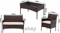 4pcs Rattan Outdoor Garden Furniture Sofa Set Table & Chairs (Roger)