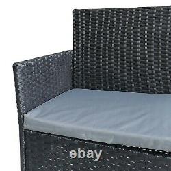 4pcs Rattan Outdoor Garden Furniture Sofa Set Table & Chairs (Roger Black)