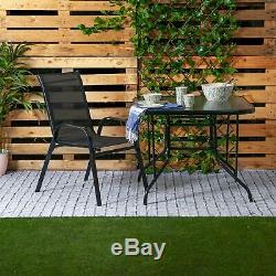 4x Texteline Canvas Garden Chair Outdoor Patio Coffee Bistro Furniture Black