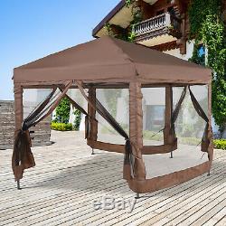 4x4m Garden Gazebo Tent Outdoor Metal Adjustable Sunshade with Zippered Net