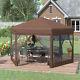 4x4m Garden Gazebo Tent Outdoor Metal Adjustable Sunshade With Zippered Net