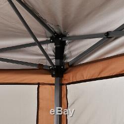 4x4m Garden Gazebo Tent Outdoor Metal Adjustable Sunshade with Zippered Net