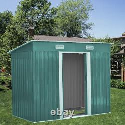 4x6 FT Metal Garden Shed Pent Roof With Free Foundation Base Tools Storage House