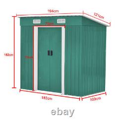 4x8 FT Metal Garden Shed Pent Roof With Free Foundation Base Storage House UK