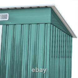 4x8FT Green Metal Garden Shed Storage Sheds Heavy Duty With Free Base Foundation