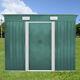 4x8ft Green Metal Steel Garden Shed Pent Roof Outdoor Storage Toolshed With Base