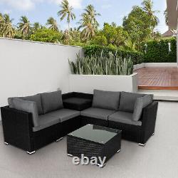 5/6 Pcs Rattan Garden Furniture Corner Sofa Set Outdoor Conservatory Patio Set