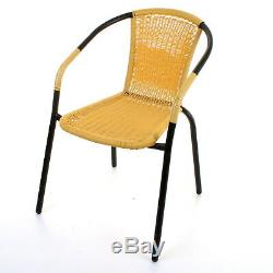 5 Piece Bistro Set Garden Patio Tan Wicker Rattan Outdoor Furniture Table Chairs