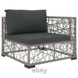 5 Piece Garden Lounge Set with Cushions Poly Rattan Grey Outdoor Sofa vidaXL