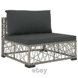 5 Piece Garden Lounge Set with Cushions Poly Rattan Grey Outdoor Sofa vidaXL