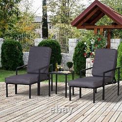 5-Piece Outdoor Garden Metal Patio Lounge Set with Cushions Black/Grey
