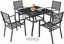 5 Pieces Outdoor Dining Sets Metal Garden Table And Chairs With 94cm Umbrella Hole