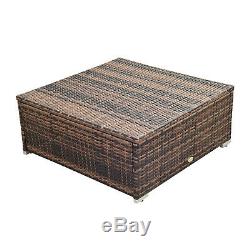 5 Pieces Rattan Sofa Set Wicker Sectional Furniture Cushion Black Brown Garden