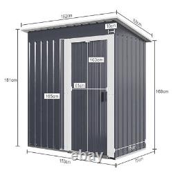 5 X 3 FT Metal Garden Shed Pent Roof Outdoor Tools Box Storage House Heavy Duty