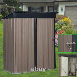 5 x 3 Ft Metal Garden Shed Flat Roof Outdoor Tool Storage House Heavy Duty UK